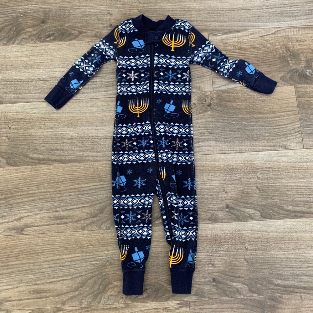 Baby Zip Sleeper In Organic Cotton Hanukkah PJs